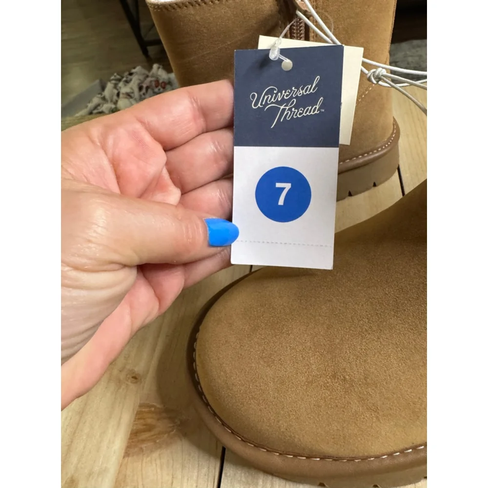Women's May Suede Booties with Memory Foam Insole - Universal Thread™ Tan 7